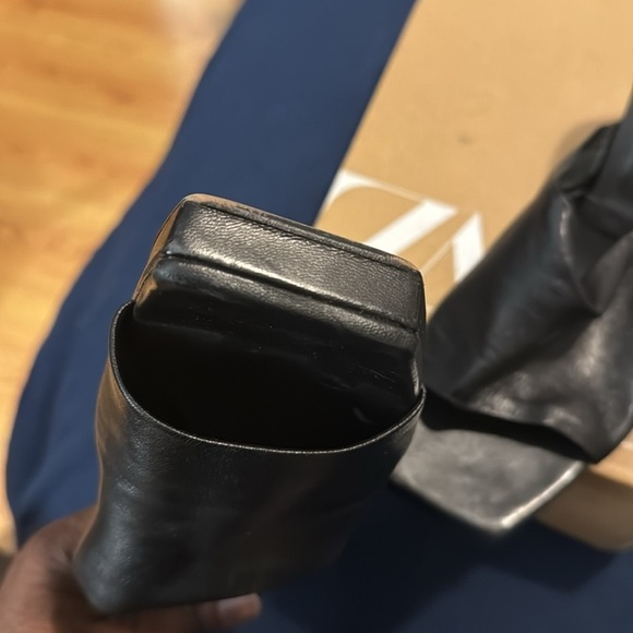 Zara leather heel platform mules black size 9US/40 - Picture 6 of 15